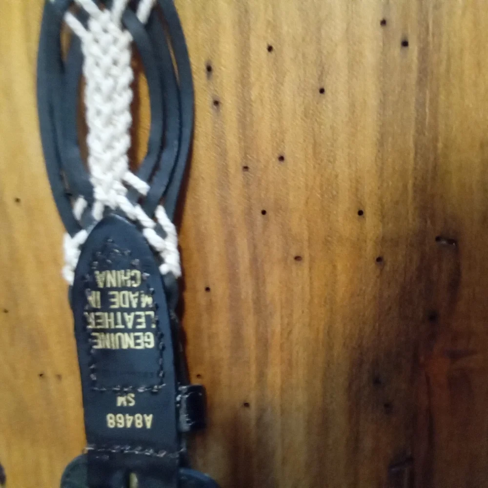 Vintage Black & Cream Woven Pantent Leather Belt Sz S/M 31